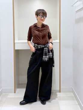 「アイテム（ポロシャツ、ブラウン系）」を使った、mahimahi0220さん（レディース・159cm）の秋コーディネート