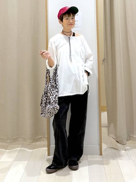 「GLOBAL WORK（グローバルワーク）のGOODデニムバギーパンツ/498388（デニムパンツ）」を使った、mahimahi0220さん（レディース・159cm）の秋コーディネート