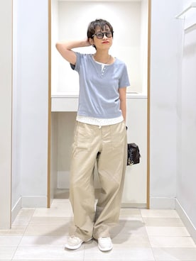 「GLOBAL WORK（グローバルワーク）のアイテム（トップス）」を使った、mahimahi0220さん（レディース・159cm）の夏コーディネート