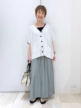 「アイテム（カーディガン/ボレロ、シルバー系）」を使った、mahimahi0220さん（レディース・159cm）の夏コーディネート