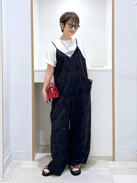 「GLOBAL WORK（グローバルワーク）のスペ軽お財布ショルダー2/580785（ショルダーバッグ、レッド系）」を使った、mahimahi0220さん（レディース）の夏コーディネート