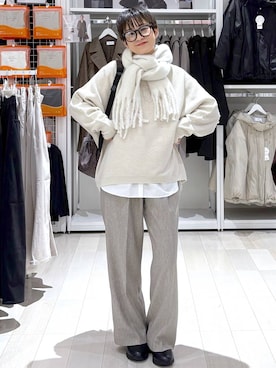 「GLOBAL WORK（グローバルワーク）のふわふわHugmeドルマンプルオーバー/595406（ニット/セーター）」を使った、mahimahi0220さん（レディース・159cm）の秋コーディネート