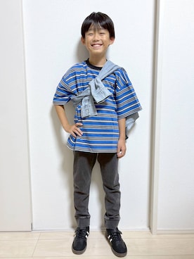 「アイテム（デニムパンツ）」を使った、mahimahi0220さん（キッズ・129cm）の夏コーディネート