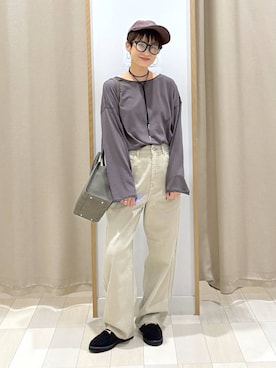 「GLOBAL WORK（グローバルワーク）のGOODデニムバギーパンツ/498388（デニムパンツ）」を使った、mahimahi0220さん（レディース・159cm）の秋コーディネート