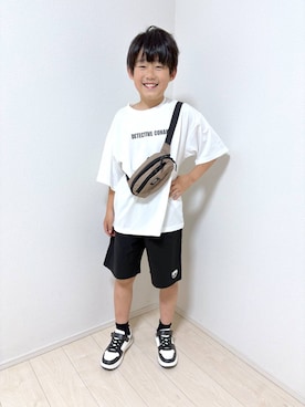 「GLOBAL WORK（グローバルワーク）の【名探偵コナン】ヘビロッTEE/647371（Tシャツ/カットソー、ホワイト系）」を使った、mahimahi0220さん（レディース）の春コーディネート