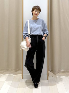 「GLOBAL WORK（グローバルワーク）のGOODデニムバギーパンツ/498388（デニムパンツ）」を使った、mahimahi0220さん（レディース・159cm）の夏コーディネート