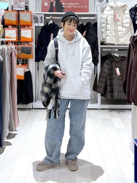 「GLOBAL WORK（グローバルワーク）のアイテム（パーカー）」を使った、mahimahi0220さん（レディース・159cm）の冬コーディネート