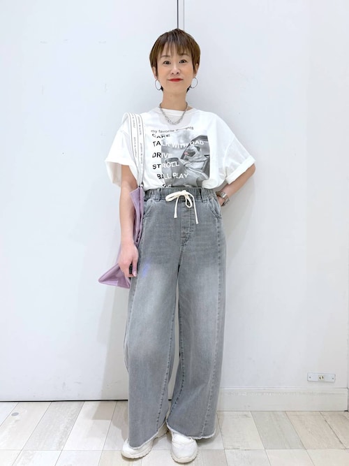 グローバルワーク　GOODデニムイージーパンツ　L グレー グローバルワーク GOODデニムイージーパンツ L グレー