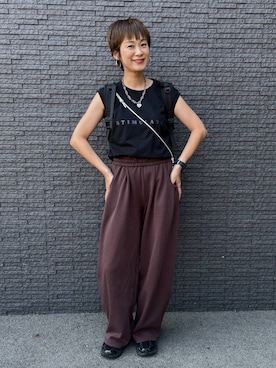 「ウエストゴム」｜「アイテム（スウェットパンツ）」を使った、mahimahi0220さん（レディース・159cm）の夏コーディネート