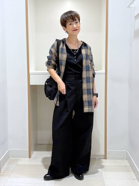 「GLOBAL WORK（グローバルワーク）のパフユーミニショルダー/1018002（ショルダーバッグ、ブラック系）」を使った、mahimahi0220さん（レディース）の秋コーディネート