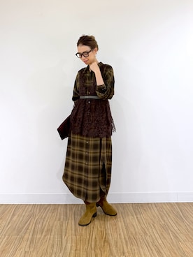 「Whim Gazette（ウィムガゼット）の【Hoaw.】オーバルシルエットピアス（ピアス（両耳用）、シルバー系）」を使った、wgendoさん（レディース・162cm）の秋コーディネート