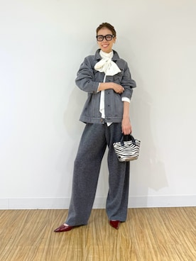 「Whim Gazette（ウィムガゼット）の＜WEB限定サイズあり＞【Hoaw.】ギャザーエナメルパンプス（パンプス、レッド系）」を使った、wgendoさん（レディース・162cm）の秋コーディネート