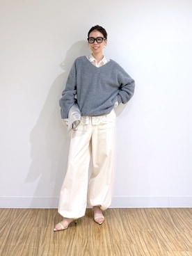 「Whim Gazette（ウィムガゼット）のダックベイカーパンツ（その他パンツ、ホワイト系）」を使った、wgendoさん（レディース・162cm）の秋コーディネート