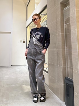 「Whim Gazette（ウィムガゼット）のコットンヘンプデニムオールインワン（つなぎ/オールインワン）」を使った、wgendoさん（レディース・162cm）の秋コーディネート