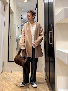 「アイテム（ノーカラーコート）」を使った、wgendoさん（レディース・162cm）の秋コーディネート