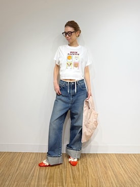 「Whim Gazette（ウィムガゼット）の【GEMINI】ストレートDENIMパンツ（デニムパンツ、ブルー系）」を使った、wgendoさん（レディース・162cm）の春コーディネート