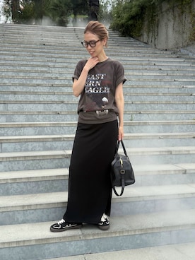 「Whim Gazette（ウィムガゼット）のEagle Tee（Tシャツ/カットソー、グレー系）」を使った、wgendoさん（レディース・162cm）の夏コーディネート
