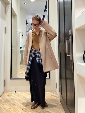 「アイテム（ノーカラーコート）」を使った、wgendoさん（レディース・162cm）の冬コーディネート