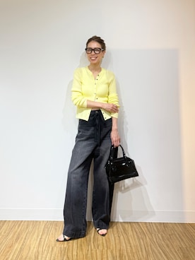 「Whim Gazette（ウィムガゼット）のセンタープレスブラックデニムパンツ（デニムパンツ、ブラック系）」を使った、wgendoさん（レディース・162cm）の夏コーディネート