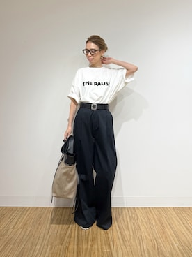 「THE PAUSE（ザ ポーズ）の【THE PAUSE】THE PAUSE ビッグTEE（Tシャツ/カットソー、ホワイト系）」を使った、wgendoさん（レディース・162cm）の春コーディネート