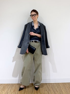 「Whim Gazette（ウィムガゼット）の＜WEB限定サイズあり＞【Hoaw.】ギャザーエナメルパンプス（パンプス、ブラック系）」を使った、wgendoさん（レディース・162cm）の秋コーディネート