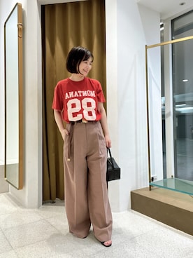 「Whim Gazette（ウィムガゼット）のアイテム（パンツ）」を使った、whimkumagaiさん（レディース・153cm）の夏コーディネート