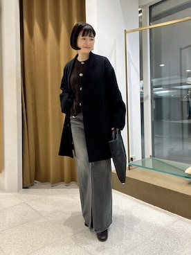 「アイテム（デニムスカート）」を使った、whimkumagaiさん（レディース・153cm）の秋コーディネート