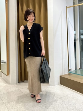 「アイテム（ニット/セーター）」を使った、whimkumagaiさん（レディース・153cm・40代）の夏コーディネート