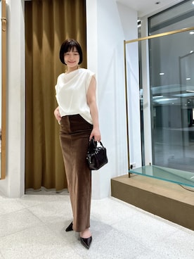 「アイテム（デニムスカート）」を使った、whimkumagaiさん（レディース・153cm・40代）の夏コーディネート