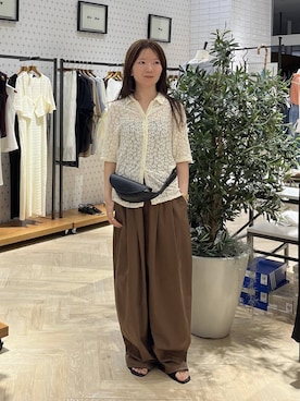 「A part by（アパートバイ）のベルトバッグ（ボディバッグ/ウエストポーチ、ブラック系）」を使った、apartby15さん（レディース）の夏コーディネート