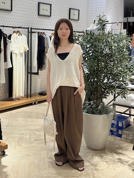 「A part by（アパートバイ）のソフトカーブバッグ（ショルダーバッグ、ホワイト系）」を使った、apartby15さん（レディース）の夏コーディネート