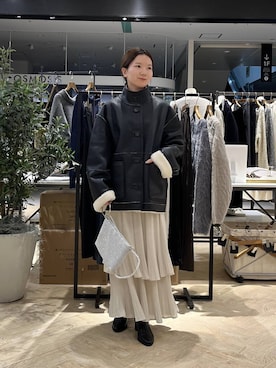 「アイテム（スカート、ベージュ系）」を使った、apartby15さん（レディース・155cm）の冬コーディネート