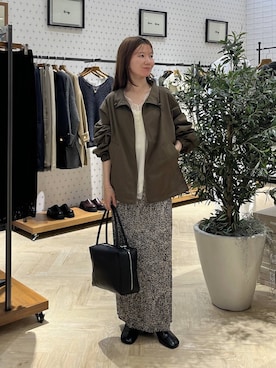 「A part by（アパートバイ）のサテンレースタンク（シャツ/ブラウス、ホワイト系）」を使った、apartby15さん（レディース）の秋コーディネート