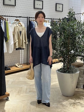 「A part by（アパートバイ）のチュールタンク（タンクトップ、ホワイト系）」を使った、apartby15さん（レディース）の春コーディネート
