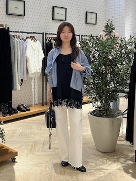「A part by（アパートバイ）のヘマタイトビーズネックレス（ネックレス、シルバー系）」を使った、apartby15さん（レディース）の春コーディネート