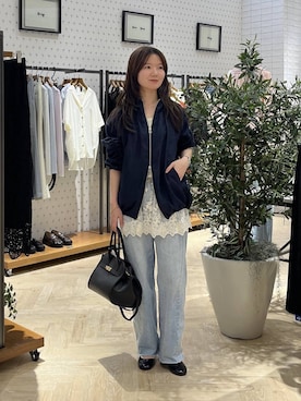 「A part by（アパートバイ）のヘマタイトビーズネックレス（ネックレス、シルバー系）」を使った、apartby15さん（レディース）の春コーディネート
