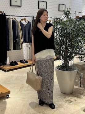 「A part by（アパートバイ）のサテンレースタンク（シャツ/ブラウス、ホワイト系）」を使った、apartby15さん（レディース）の秋コーディネート