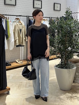 「A part by（アパートバイ）のハートモチーフバッグ（ショルダーバッグ、ブラック系）」を使った、apartby15さん（レディース）の春コーディネート