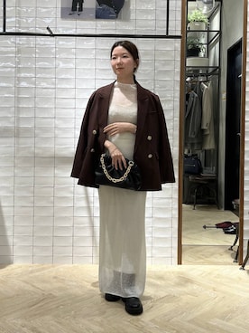 「A part by（アパートバイ）のＷライクテーラードスリットジャケット（テーラードジャケット）」を使った、apartby15さん（レディース・155cm）の秋コーディネート