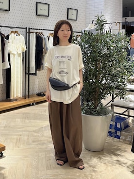 「A part by（アパートバイ）のベルトバッグ（ボディバッグ/ウエストポーチ、ブラック系）」を使った、apartby15さん（レディース）の夏コーディネート