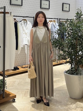 「A part by（アパートバイ）の【今年も登場！】ドットシシュウキャミワンピース（ワンピース、ベージュ系）」を使った、apartby15さん（レディース）の春コーディネート