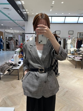「A part by（アパートバイ）のレザースクエアベルト（ベルト、ブラック系）」を使った、apartby15さん（レディース）の夏コーディネート