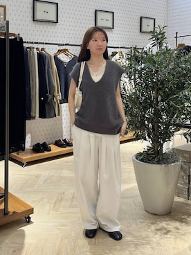 「A part by（アパートバイ）のサテンレースタンク（シャツ/ブラウス、ホワイト系）」を使った、apartby15さん（レディース）の秋コーディネート