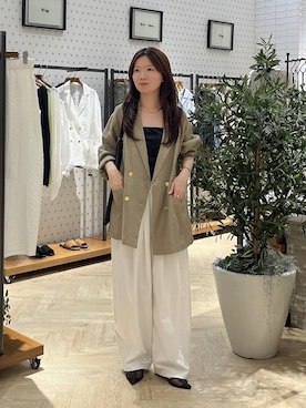 「A part by（アパートバイ）のストレッチサテンキャミ2（キャミソール、ブラック系）」を使った、apartby15さん（レディース）の春コーディネート