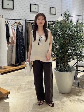 「A part by（アパートバイ）のキンチャクミニショルダバッグ（ショルダーバッグ、ホワイト系）」を使った、apartby15さん（レディース）の夏コーディネート