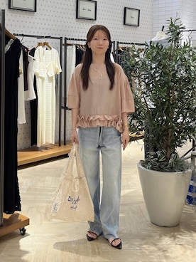 「A part by（アパートバイ）のウェーブバーネックレス（ネックレス、シルバー系）」を使った、apartby15さん（レディース）の夏コーディネート