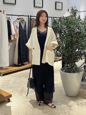 「A part by（アパートバイ）のソフトカーブバッグ（ショルダーバッグ、ブラック系）」を使った、apartby15さん（レディース）の夏コーディネート