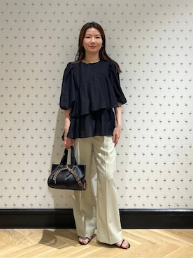 「ロングヘア」｜「アイテム（パンツ）」を使った、apartby15さん（レディース・154cm）の春コーディネート