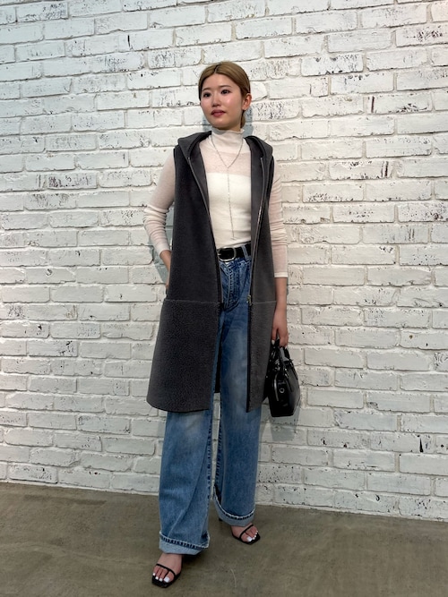 whim gazetteTHE PAUSEボアフードロングジレ Whim Gazette｜【THE PAUSE】ボアフードロングジレ | Rakuten