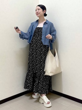 「LOWRYS FARM（ローリーズファーム）のスタイルＵＰクロスカップキャミ　100757（Tシャツ/カットソー）」を使った、なあせさん（レディース・157cm・20代）の夏コーディネート